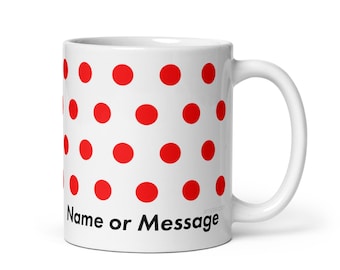 Polka Dot Cycling Mug – Custom Name Cup – Funny Cyclist Gift