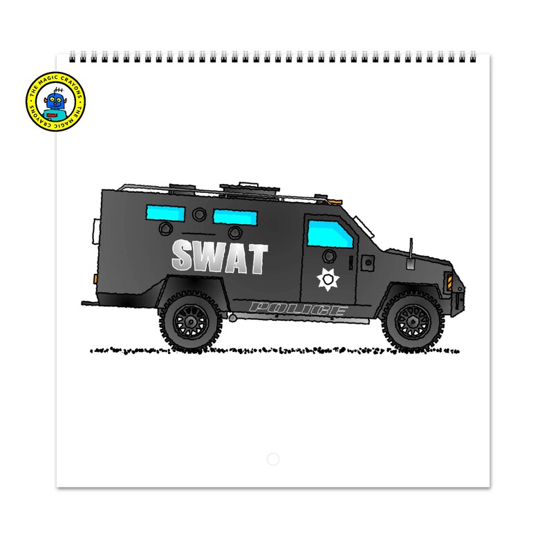 Police Vehicle Calendar 20242025. SWAT Truck Illustration, Police