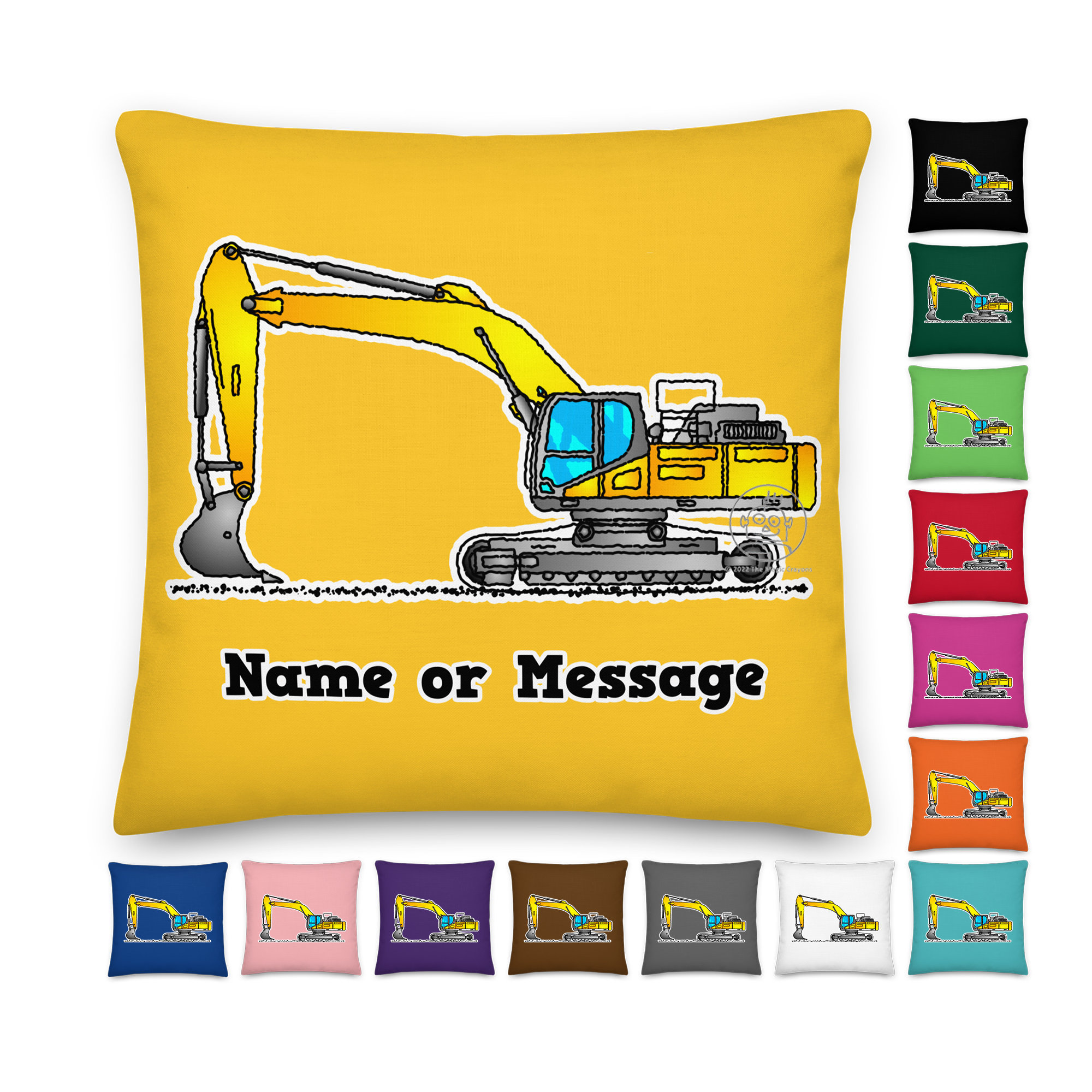 Personalized Excavator Pillow: Custom Construction Truck Cushion