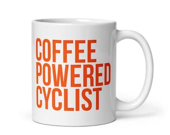 Coffee Powered Cyclist Mug – Funny Strava Cycling Cup – Ideal Rider Present