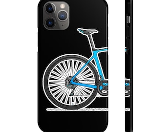 Blue Bicycle Tough iPhone Case for Cycling. Free Bike Wallpaper. Impact Resistant. For Road Cyclists, Gravel Riders. 7,8,X,11,12,13,14. i001