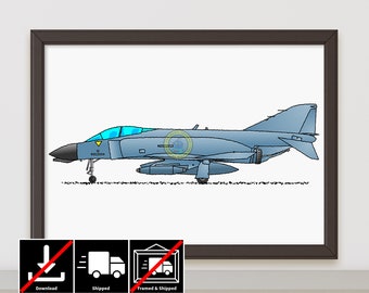 Phantom Fighter Jet Poster. Vintage Aircraft Wall Art Print. Aviation Decor for Home or Office. Military Enthusiast Gift. Boys Decor R114