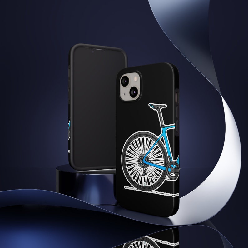 Blue Bicycle Tough iPhone Case for Cycling. Free Bike Wallpaper. Impact Resistant. For Road Cyclists, Gravel Riders. 7,8,X,11,12,13,14. i001 image 3