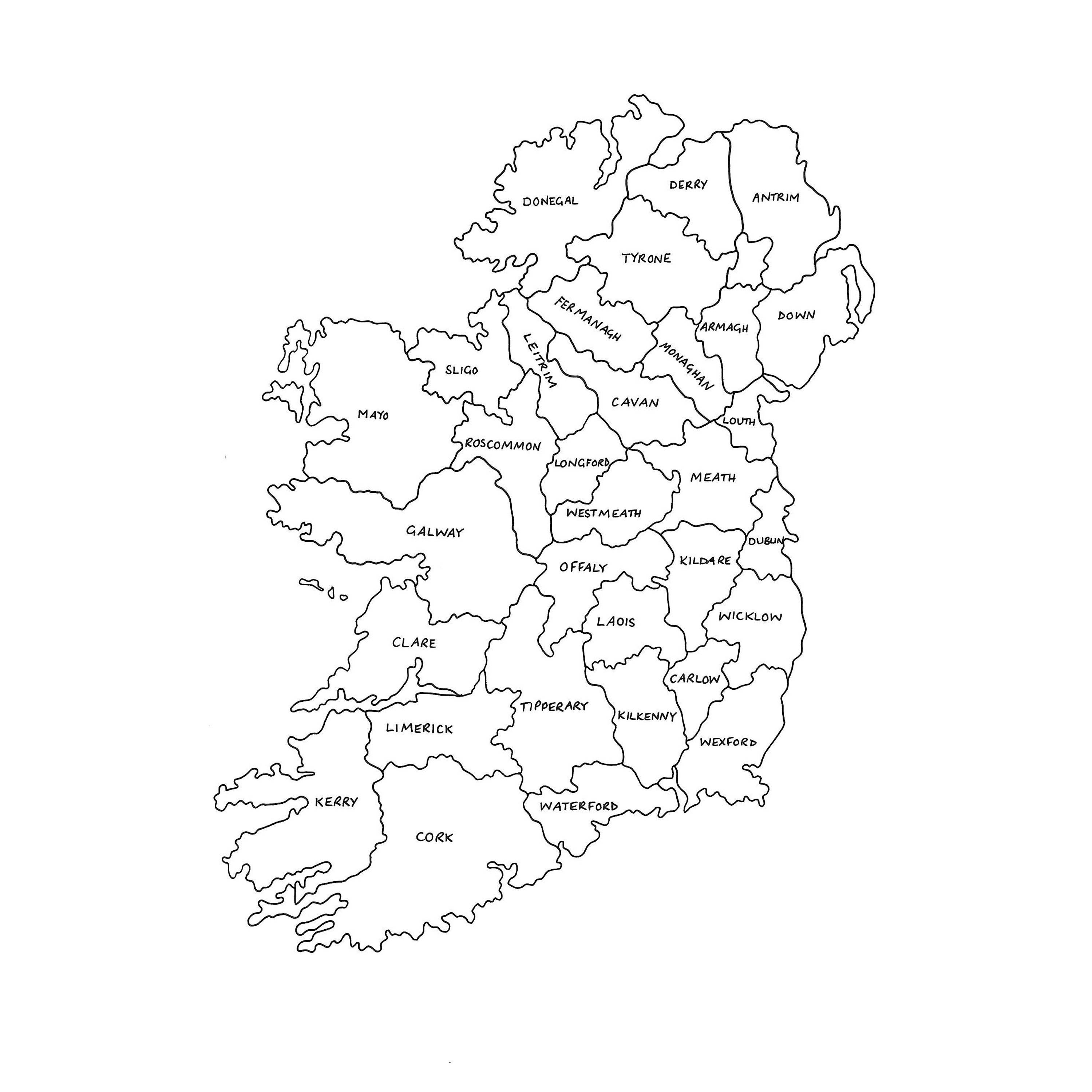 Map of Ireland Print Etsy