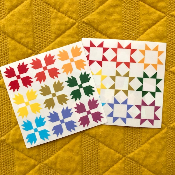 Quilt Block Rainbow-Making Suncatcher Vinyl Sticker, Window Decal, Colorful Sticker, Bear Paw Sawtooth Star, Sewing Room, Nursery, Home