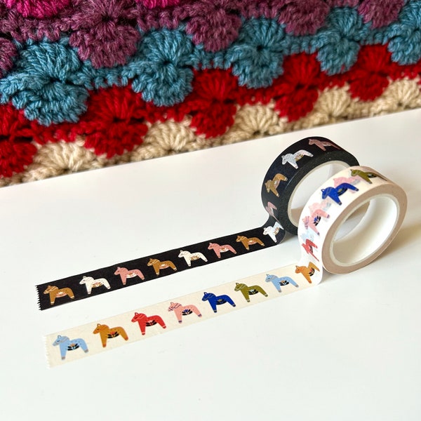 Dala Horse Washi Tape, Dalahäst Swedish Folk Art, Animal Craft Supplies, Colorful Stationery, Bullet Journaling Gifts, Paper Goods