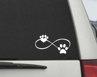 Dog  Infinity Paw Heart Decal  - Car Window Decal Sticker