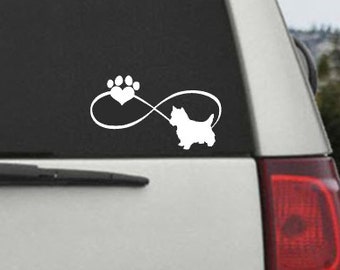 Yorkie Infinity Paw Heart Decal  - Car Window Decal Sticker