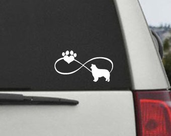 Border Collie Infinity Paw Heart Decal  - Car Window Decal Sticker