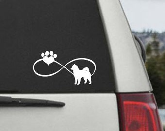 Siberian Husky Infinity Paw Heart Decal  - Car Window Decal Sticker