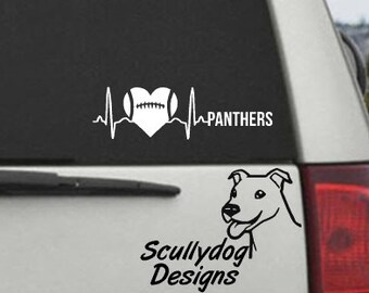 Panthers EKG Football Heart Decal - Car Window Decal Sticker