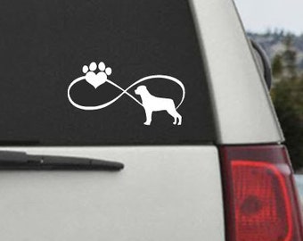 Rottweiler Infinity Paw Heart Decal  - Car Window Decal Sticker