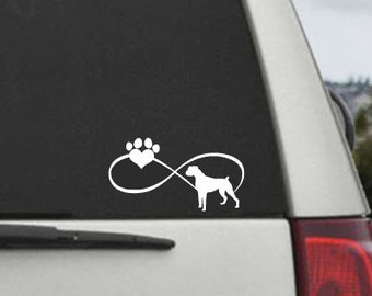 Boxer Infinity Paw Heart Decal  - Car Window Decal Sticker