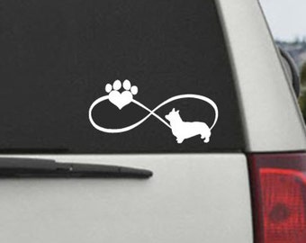 Corgi Infinity Paw Heart Decal  - Car Window Decal Sticker