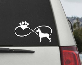 Great Dane Infinity Paw Heart Decal  - Car Window Decal Sticker