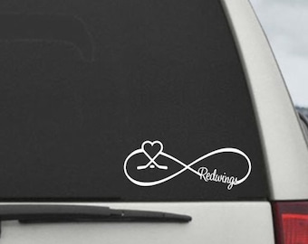 Red Wings Infinity Hockey Heart Decal - Car Window Decal Sticker