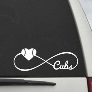 Cubs  Infinity Baseball Heart Decal - Car Window Decal Sticker