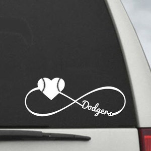 Dodgers Infinity Baseball Heart Decal - Car Window Decal Sticker