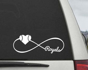 Royals Infinity Baseball Heart Decal - Car Window Decal Sticker