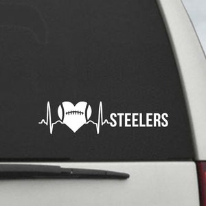Steelers EKG Football Heart Decal  - Car Window Decal Sticker Laptop Vinyl Decal
