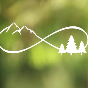 Nature Infinity Icon Vinyl Decal-  Mountain Tree  - Car Decal - Car Sticker - Laptop Decal