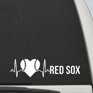 Red Sox Ekg Baseball Heart Decal - Car Window Decal Sticker
