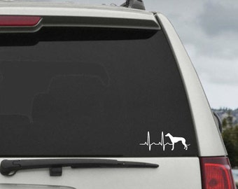Greyhound Heartbeat EKG  - Car Window Decal Sticker