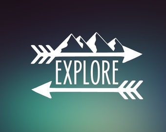 Explore Mountain Silhouette Decal- Car Decal - Car Sticker - Laptop Decal