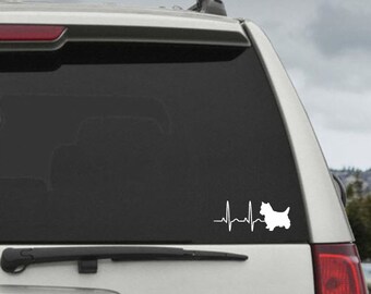 Yorkie Heartbeat EKG  - Car Window Decal Sticker