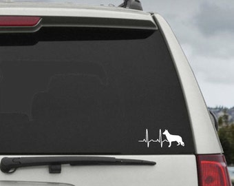 German Shepherd Heartbeat EKG  - Car Window Decal Sticker