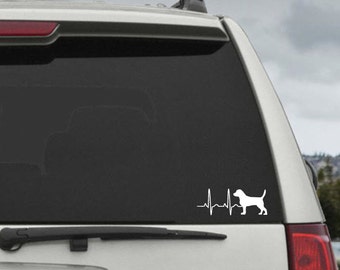 Beagle Heartbeat EKG  - Car Window Decal Sticker