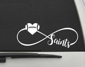 Saints infinity Heart Football Heart Decal - Car Window Decal Sticker
