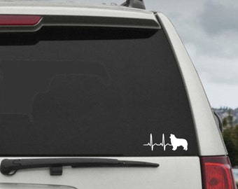 Border Collie Heartbeat EKG  - Car Window Decal Sticker