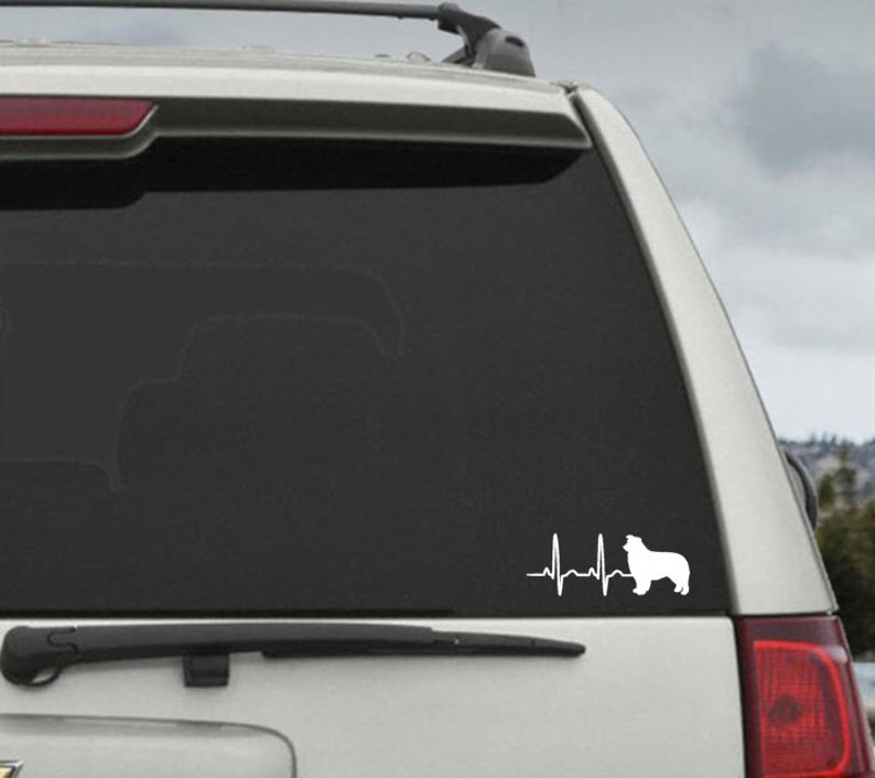 Border Collie Heartbeat EKG Car Window Decal Sticker image 1