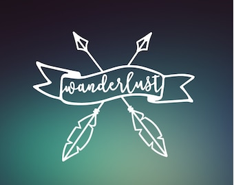 Wanderlust  Tribal Arrow Vinyl Decal - Car Decal - Car Sticker - Laptop Decal - Laptop Sticker