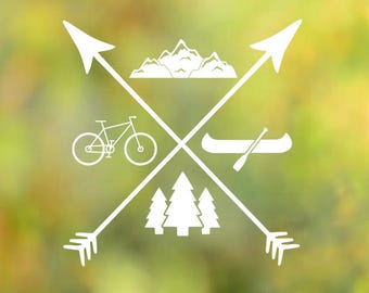 Adventure Hiking Icon Nature Arrow  Mountain Tree Car Decal - Car Sticker - Laptop Decal - Laptop Sticker