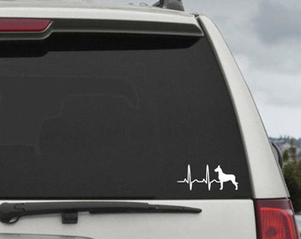 Great Dane Heartbeat EKG  - Car Window Decal Sticker