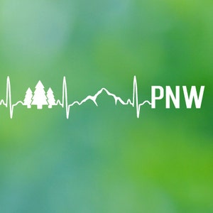 Pacific Northwest  PNW  Nature Icons  EKG Vinyl  Decal - Car Decal - Car Sticker - Laptop Decal - Laptop Sticker
