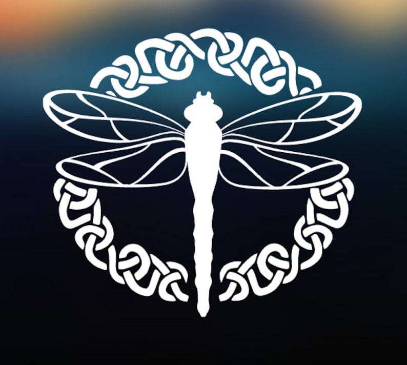 Celtic Dragonfly Decal Vinyl Decal Car Decal Car Sticker Laptop Decal Laptop Sticker image 1