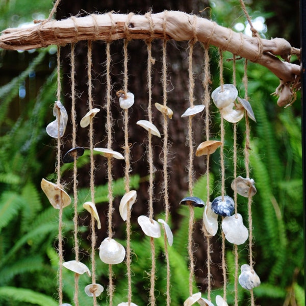 Wind Chimes, Hippie Shell Chimes, Drift Wood & Shell Wind Chimes, Boho Beach Chimes, Jingle Shells on Drift Wood ind Chimes