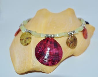 Ankle Bracelet Shells & Glass Chips, Tribal Shell Anklet, Glass Chip Anklet, Shell Bead Anklet, Shell Anklet