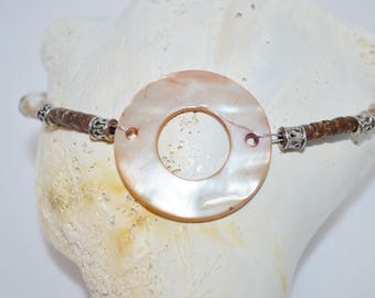 Ankle Bracelet Shell Donut, Shell Bead Anklet, Coconut Bead Anklet, Beachy Anklet, Shell & Coconut Bead Anklet