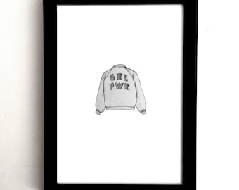 Girl power print - GRL PWR jersey - feminist print, empowering, strong women