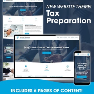 Premade Tax Preparation Website - Complete Theme Package with Hosting - SEO Optimized for Tax Businesses