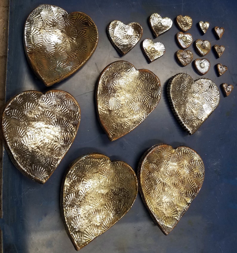 Gold Luster Raku Ceramic Heart Home Decor Barware Dishes With Etsy
