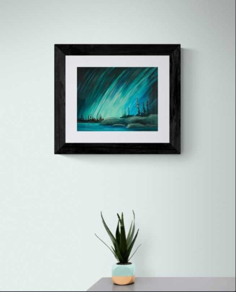 painting, landscape, northern lights, home decor, landscape painting, landscape art, art, artist, canadian artist, ontario, wall art image 5