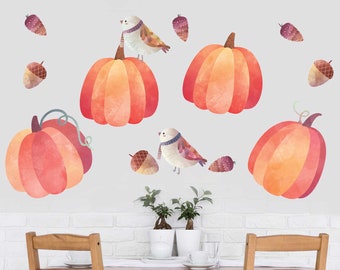 Pumpkin Spice Watercolor Wall Decal Kit - Colorful Autumn Wall Decal by Chromantics