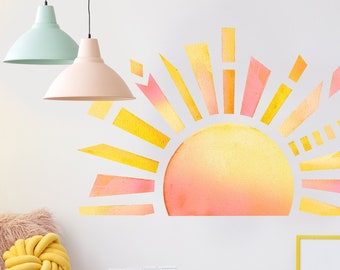 Sunset Watercolor Wall Decal Kit - Half Sun Wall Decal by Chromantics