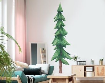 Pine Tree Watercolor Wall Decal- Forest themed decal by Chromantics