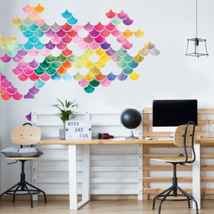 Scalloped Space Wall Decal Tiles - Create Your Own Geometric Wall Mural By Chromantics